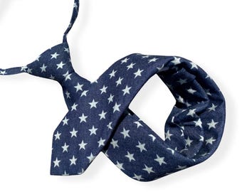 USA Flag Stars Boys Patriotic Tie, Children's Pretied Necktie for Kids 1-12, United States Adjustable Toddler Cotton Tie, July 4th - Concord