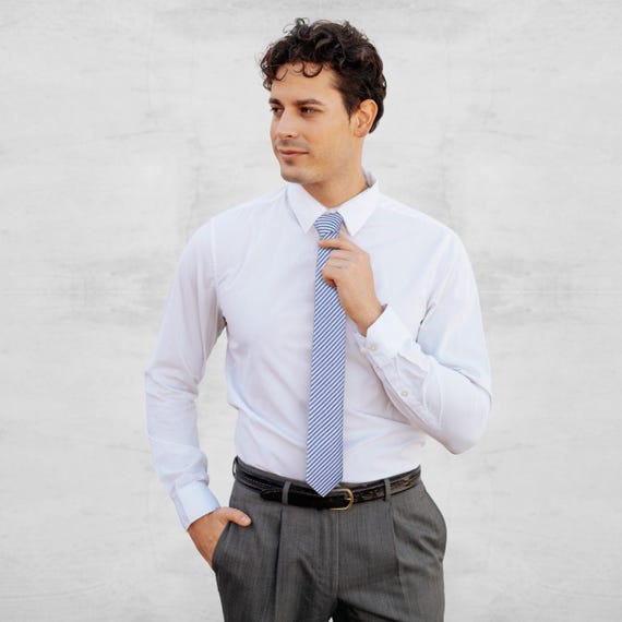 blue dress up shirt men The Black Tux Essential Dress Shirt In White | Size: Medium