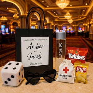Welcome to The Wedding of - Wedding Welcome Bag Sticker - Welcome Bag for Hotel Guests Stickers - STICKER ONLY - Rectangle  (4x3.3 in)
