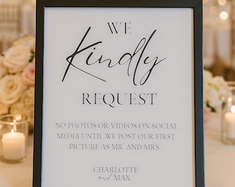 No Social Media Sign, Unplugged Wedding Reception Sign, Printed on Cardstock, Personalized Wedding Décor, 4x6 5x7 8x10