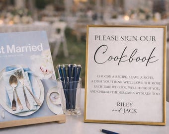 Please Sign Our Cookbook – Meaningful Wedding Guestbook Alternative, Cookbook Guestbook Sign, Non Traditional Guest Book - Physical Print