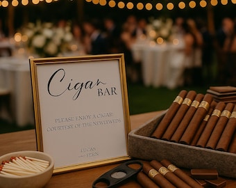 Custom Cigar Bar Wedding Sign – Elegant Print on Premium Cardstock | 4x6, 5x7, or 8x10