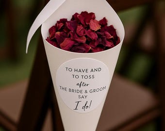 To Have & To Toss - Confetti Cone/ Flower Petal Bag Stickers - Use for Flower Petal Confetti Cones for Wedding Ceremony, Sticker Only (2 in)