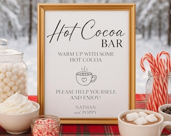 Hot Cocoa Bar Sign for Wedding | Hot Chocolate Bar Wedding Sign | Printed Sign | Winter Reception Table Decor Physical Print- 4x6, 5x7, 8x10