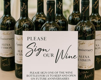 Sign Our Wine WEDDING GUEST BOOK Signage - Physical Print on Cardstock