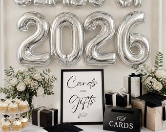 Graduation Cards and Gifts Sign, Class of 2026 2027 2028 Decor, Graduation Party Sign Printed Sign, Cards Box Sign, College Grad Party Decor