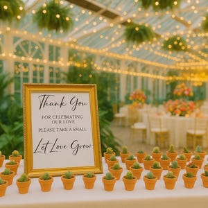 Let Love Grow Favor signalétique de table - Impression sur papier cartonné. Table de cadeaux pour un mariage, une réception nuptiale, un anniversaire, etc. Cadeaux pour graines ou plantes