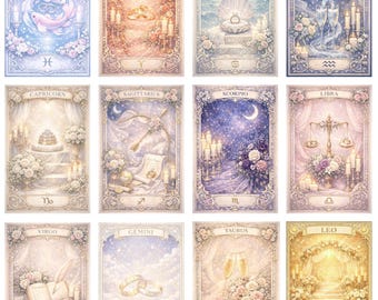 Bridal Tarot Card Zodiac Sticker – Bridal Era Horoscope Sticker, Bachelorette Favor, Astrology Bride Gift