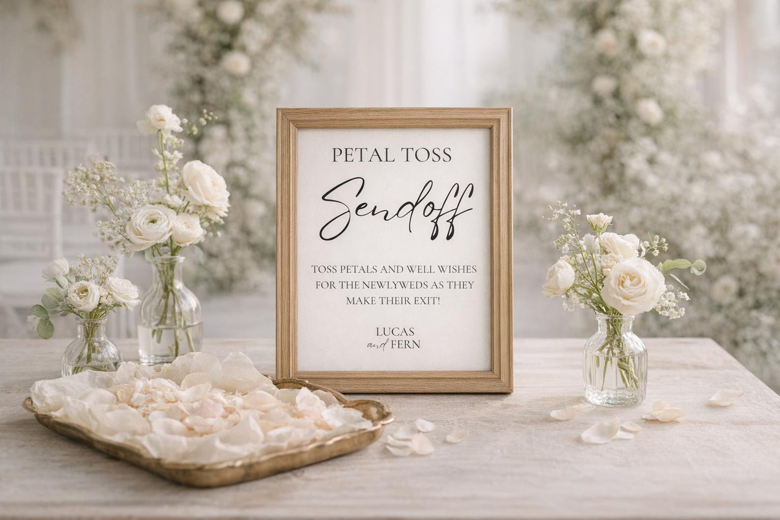 Petal Send Off Petal Toss Wedding Sign Printed on Cardstock – Personalized Send off ...