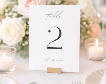 Elegant Printed Wedding Table Numbers – Customizable with Couple's Names – Table Numbers for Wedding Reception - Ships Fast!