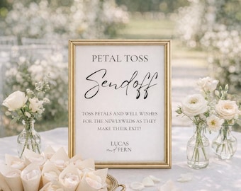 Petal Toss Wedding Sign Printed on Cardstock – Personalized Send Off Sign – Flower Petal Exit Sign – Ceremony Decor – 4x6, 5x7, 8x10