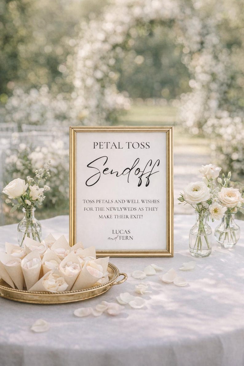Petal Send Off Petal Toss Wedding Sign Printed on Cardstock – Personalized Send off ...