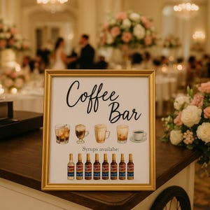 DIYウェディングバーサイン、コーヒーカートドリンクサイン、コーヒーバー、シロップ＆フレーバーステッカー用のコーヒーバーステッカー - ステッカーのみ