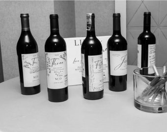 Wedding Guest Book Wine Labels - Customized (physical items) Anniversary Wine labels, alternate guest book, MILESTONE WINE TAG Keepsake