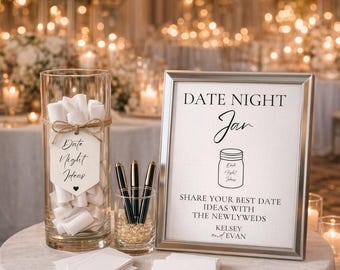 Date Night Jar Wedding Sign- Printed & Ready to Display - Creative Guestbook for Weddings, Bridal Showers - Physical Print on Cardstock