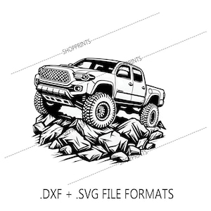 Camión 4x4 sobre rocas - Archivo SVG y DXF