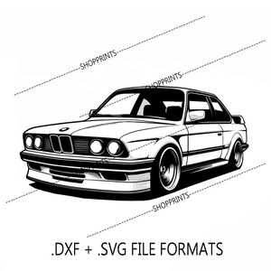 May include: Black and white line art illustration of a classic car. The car is a sedan with a rounded front end and a long hood. The car has a large grille with a horizontal bar and a small emblem. The car has four doors and a trunk. The car has large wheels with five spokes. The car is sitting on a white background.