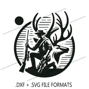 Archivo digital de cazador de ciervos láser CNC DXF SVG