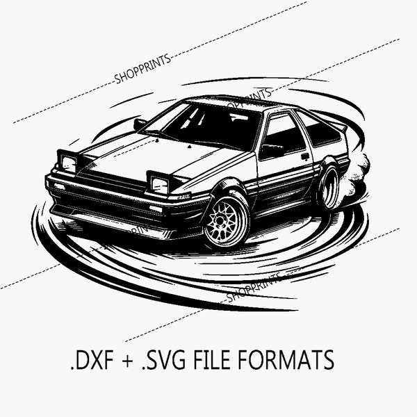 Toyota AE86 Drifter - SVG & DXF Digital File