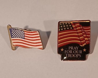 Vintage Two American Flag Pins