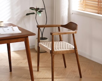 Dining chair SW007 (pack, 1 pc), FSC® oak frame with paper rope seat, easy assembly