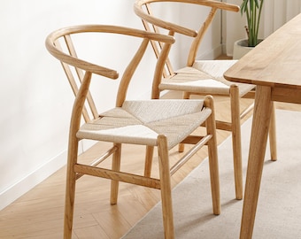 Handwoven dining chair | Solid wood frame & paper rope