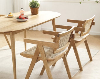 Dining chairs SW020 (set of 2), oak frame & Viennese wickerwork