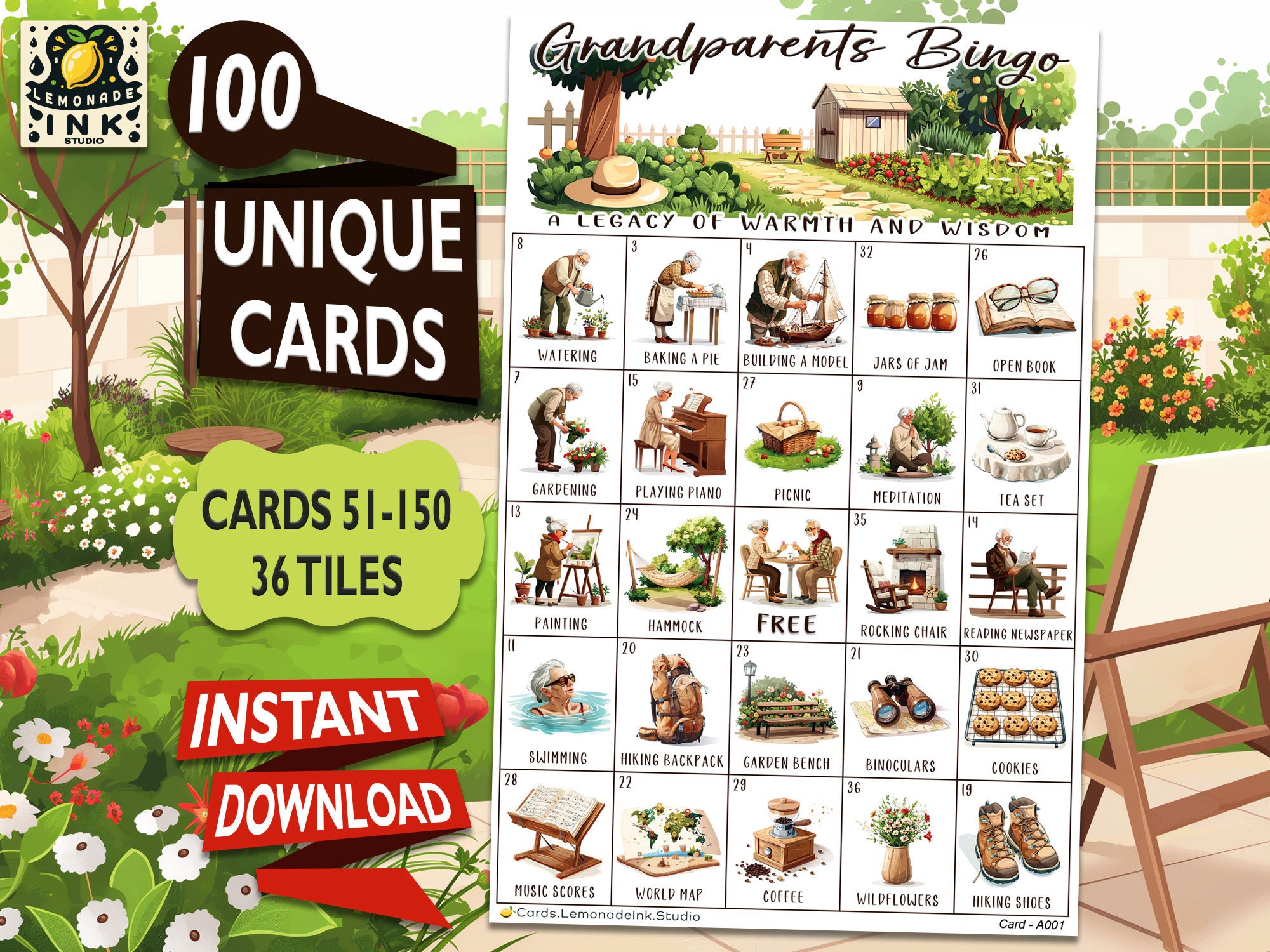 Grootouderbingo: perfect voor gezin met 100 unieke afdrukbare kaarten -  activiteit voor senioren, volwassenen en kinderen - digitale download GB3A  - Etsy België, image size:2000x1500