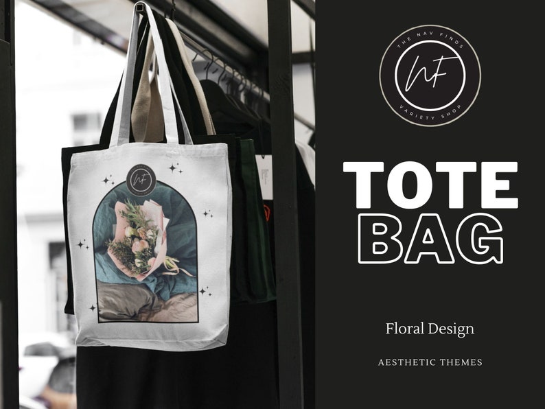 Floral Design Tote Bag, Botanical Print Handbag, Eco-Friendly Market Bag, Reusable Shopping Tote, Floral Lover Gift zdjęcie 2