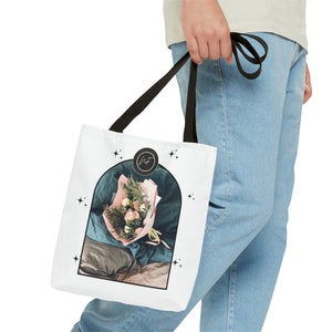 Floral Design Tote Bag, Botanical Print Handbag, Eco-Friendly Market Bag, Reusable Shopping Tote, Floral Lover Gift zdjęcie 9