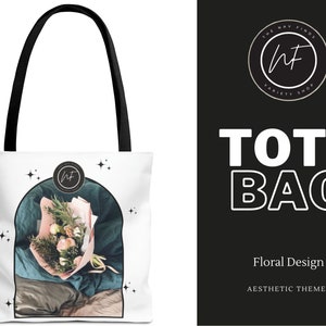 Floral Design Tote Bag, Botanical Print Handbag, Eco-Friendly Market Bag, Reusable Shopping Tote, Floral Lover Gift zdjęcie 1