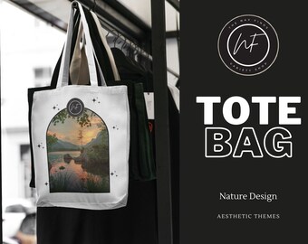 Nature Design Tote Bag, Botanical Print Handbag, Eco-Friendly Market Bag, Reusable Shopping Tote, Nature Lover Gift