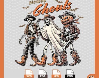 Western Halloween Howdy Ghouls PNG | Spooky Cowboy Clipart | Halloween Digital Download | Halloween Sublimation Design | Instant Download