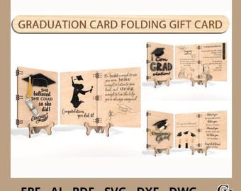 Graduation Card Folding Gift | Laser Cut SVG File for Glowforge & Cricut | DigitalDownload | Graduation Gift | Graduation Party| silhouette
