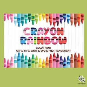 Buntstift-Regenbogen-Schriftart | Farbschriftart | Fröhliche Schriftart | Lustige Schriftart | T-Shirt-Schriftart | Schriftart für Tassendesign | Bastelschriftart | Cricut-kompatible Schriftart