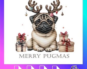 Merry Pugmas | Merry Christmas Png | Pdf | Svg | Jpg | Digital Download I Cricut I Silhouette Cameo 4 I Merry Pugmas I Holiday Elements