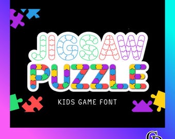 Jigsaw Puzzle Font Bundle | 3 Styles Font | Puzzle Letters | Kids Font | Autism Awareness Font | OTF Download