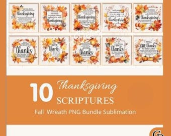 Fall Thanksgiving Scriptures PNG Bundle | Christian Fall Wreath Bible Verses for Sublimation | Thanksgiving decoration | DigitalDownload