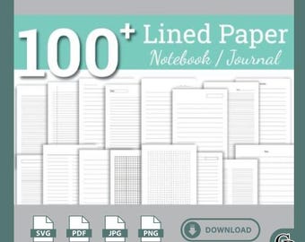 Lined Paper Bundle | Notebook | Journal | PNG | SGV | PDF | Source file | Journal Download | Lined Paper Download