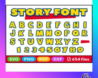 Story Alphabet Svg Bundle | 654 Files | Cartoon Letters Svg PNG DXF PDF | Cricut Silhouette Alphabet | Kids Design Letters