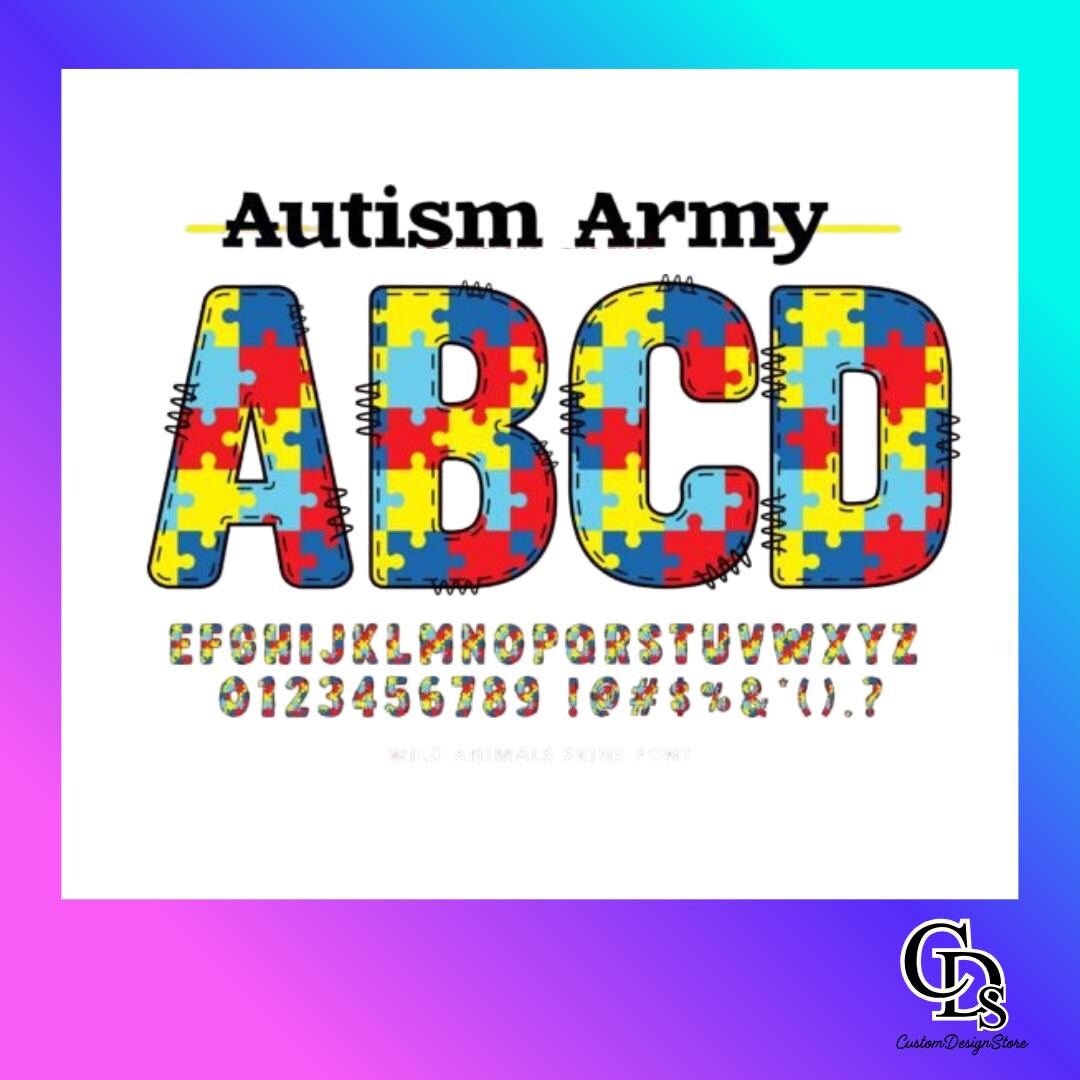 Autism Awareness Font | Puzzle Style Font | Support Autism Letters ...