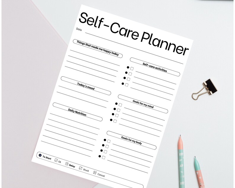 Printable Self-care Daily Planner, Self Care Checklist Printable ...