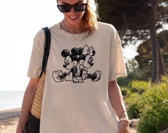 Comfort Colors Vintage Mickey Sketch Shirt, Mickey and Minnie, Couple T-Shirt, Disneyland Park Souvenir Shirt, Disney World Vacation Tee