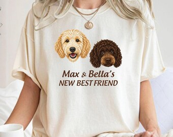 Camiseta personalizada para mamás perrunas, camiseta con retrato de perro personalizado, camiseta para tu nuevo mejor amigo/a, regalo para cachorros, camiseta con nombre de mascota personalizado, regalo para amantes de los perros