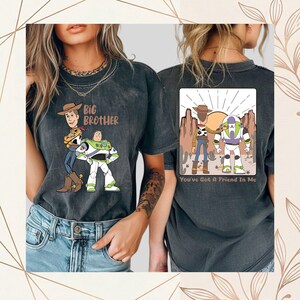 Comfort Colors Toy Story Brothers Shirt, Disney Big Bro Matching T-Shirt, Woody Buzz Lightyear Family Sweatshirt, Toy Story Siblings Gift image 4