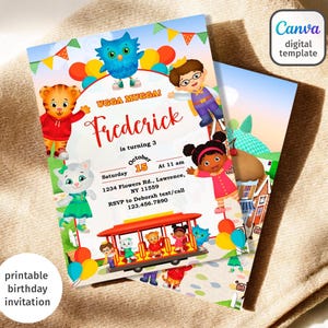 Invitation d'anniversaire de quartier Tiger de Daniel, invitation d'anniversaire modifiable imprimable, invitation de Daniel Tiger, invitation de garçon fille