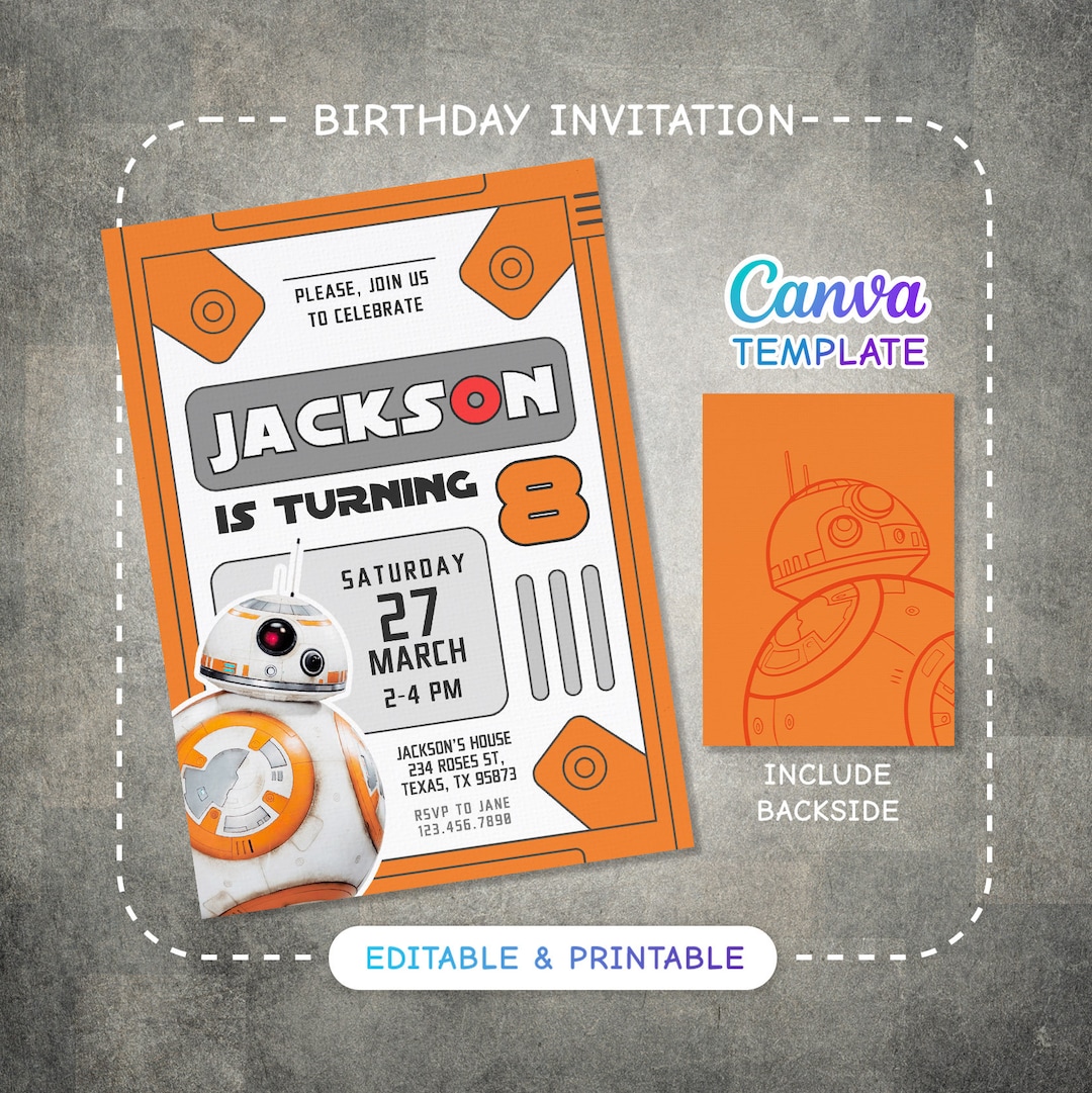 Printable Birthday Invitation, Star Invite, Wars Invitation, Darth ...