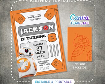 Printable Birthday Invitation, Star Invite, Wars Invitation, Darth ...