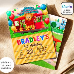 Invitation d'anniversaire de quartier Tiger de Daniel, invitation d'anniversaire modifiable imprimable, invitation de Daniel Tiger, invitation de garçon fille