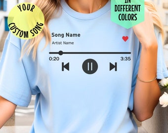 Aangepast shirt met naam van het nummer, shirt met aangepaste artiestennaam, T-shirt favoriet nummer, shirt aangepaste naam nummer, aangepast T-shirt favoriete artiest, volledig op maat